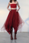 Marc Le Bihan 2590 Collection of Triple Tulle Silk Skirts Handmade in France MLB-2590-HONG Red